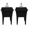 Rugged Tub 24"X22" Black Utility Sink W/2-Hdl Faucet & Install Kit Pk Of 2