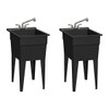 Rugged Tub 18"X24" Black Utility Sink W/2-Hdl Faucet & Install Kit Pk Of 2