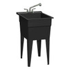 Rugged Tub 18"X24" Black Freestanding Utility Sink W/ 2-Hdl Faucet & Install Kit