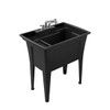Rugged Tub 32"X22" Black Utility Sink W/ 2-Handle Faucet & Install Kit