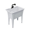 Rugged Tub 32"X22" Granite Utility Sink In Black W/ 1-Handle Faucet Install Kit