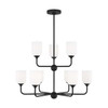 Generation Lighting Emile 30" 9-Light Midnight Black Chandelier With Bulbs