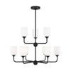 Generation Lighting Emile 30 9-Light Midnight Black Chandelier, Etched Glass