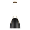 Generation Lighting Norman 1-Light Satin Brass Pendant With Midnight Black Shade