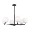 Generation Lighting Rory 35" 6-Light Midnight Black Chandelier, Opal Glass