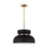 Generation Lighting Pemberton 1-Light Midnight Black/Burnish Brass Shade Pendant