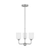 Generation Lighting Emile 16" 3-Light Brushed Steel Chandelier With Bulbs