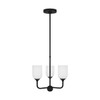 Generation Lighting Emile 16" 3-Light Midnight Black Chandelier With Bulbs