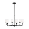 Generation Lighting Emile 30 In. 6-Light Midnight Black Chandelier, Etched Glass