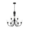 Generation Lighting Miles 9-Light Midnight Black Chandelier, Clear Glass