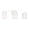 Generation Lighting Eisele 24" 3-Light Matte White Vanity Light, Clear Ribbed