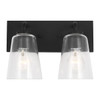 Generation Lighting Miles 12" 2-Light Midnight Black Vanity Light, Clear Glass