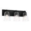 Generation Lighting Miles 18" 3-Light Midnight Black Vanity Light, Clear Glass