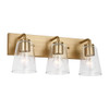 Generation Lighting Miles 18" 3-Light Satin Brass Vanity Light, Clear Glass