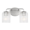 Generation Lighting Eisele 14" 2-Light Brushed Nickel Vanity Light, Clear Ribbed