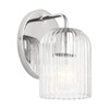 Generation Lighting Eisele 8" 1-Light Chrome Wall Sconce, Clear Ribbed Glass