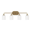 Generation Lighting Emile 31" 4-Light Satin Brass Vanity Light, Etched Glass