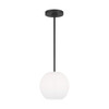 Generation Lighting Rory 1-Light Midnight Black Pendant With LED Bulb, White