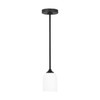 Generation Lighting Emile 1-Light Midnight Black Mini Pendant With Bulb