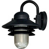 Liteco Outdoor Wall Mount Fixture, E26, Black Housing With Clear Prismatic Lens