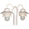Liteco Double Post Top Fixture, E26 Sockets, White With Clear White Lens