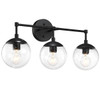 Design House Gracelyn 3-Light Vanity, Seeded Glass Globe, Matte Black