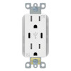 Energetic Lighting 15 Amp Duplex Outlet With Type C Charger, White