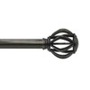 Lumi Home Furnishings 1" Curtain Rod Set, 72" - 144", Gunmetal, Cage Finials