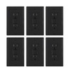Elegrp 15 Amp Gfci With Wall Plate, Tamper Resistant, Black, Package Of 6