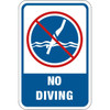Hy-Ko No Diving Sign 12x18" Non-Reflective Aluminum