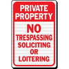 Hy-Ko Private Property No Soliciting Sign 12x18" Reflective Aluminum