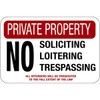 Hy-Ko Private Property No Soliciting/Trespassing Sign 18x12" Non-Reflective