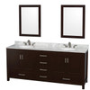 Wyndham Collection Sheffield 80 In. Double Bathroom Vanity W/ Oval Sinks And 24 In. Mirrors (Espresso)