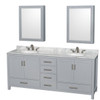 Wyndham Collection Sheffield 80 In. Double Bathroom Vanity W/ Medicine Cabinets (Gray)