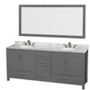Wyndham Sheffield Dark Gray Double Bath Vanity With Oval Sink, 70 Inch Mirror