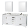 Wyndham Sheffield White Double Bath Vanity W/ Oval Sink And Medicine Cabinets (Mirrors Included)