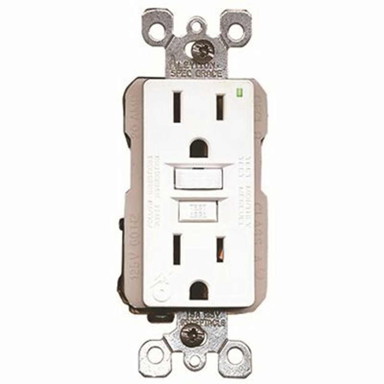 KIT ORDERS ONLY - NOT FOR INDIVIDUAL SALE - Leviton 15 Amp 125-Volt NEMA 5-15R SmartlockPro 2-Pole Residential Grade Duplex GFCI Receptacle with LED, White