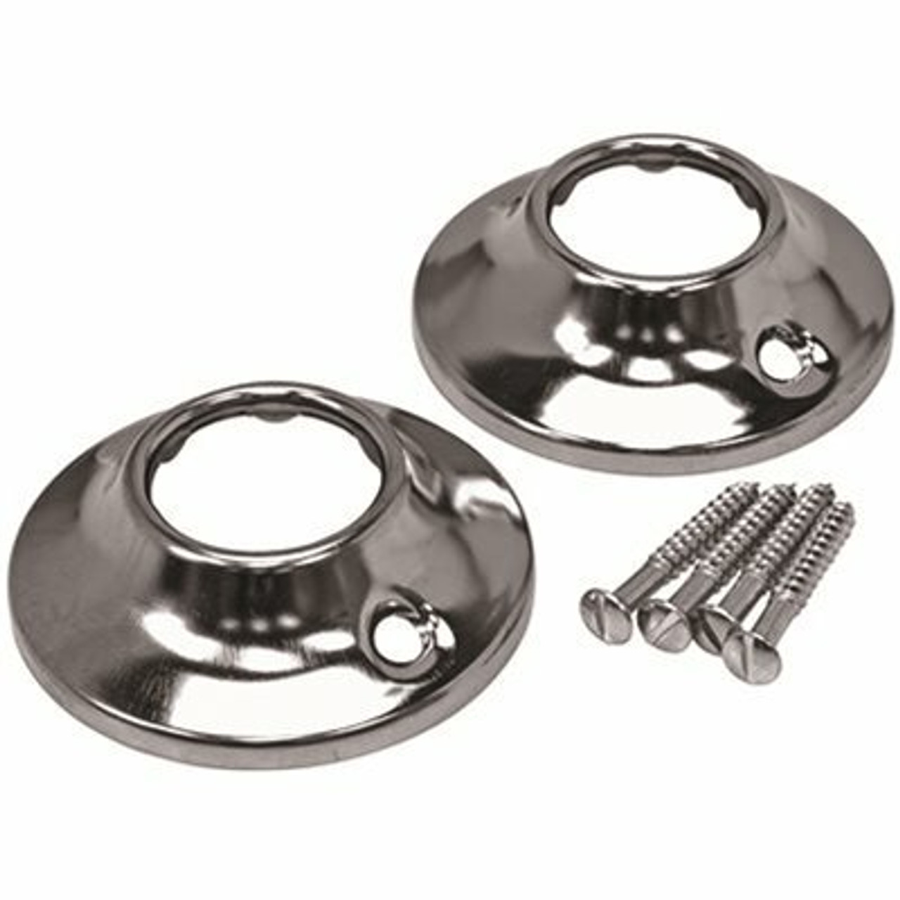 Proplus 2.4 in. Steel Shower Rod Flange In Chrome (2-Pack)