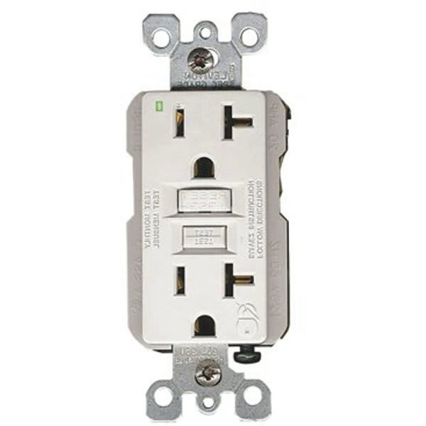 Leviton 20 Amp 125v Nema 5-20r Smartlockpro 2-Pole Duplex Gfci Receptacle, White