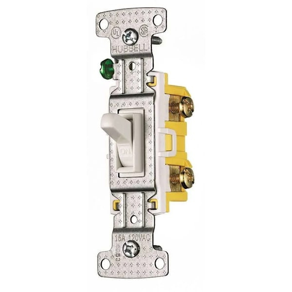 Hubbell Wiring 15 Amp 120-Volt Single-Pole Toggle Switch, White