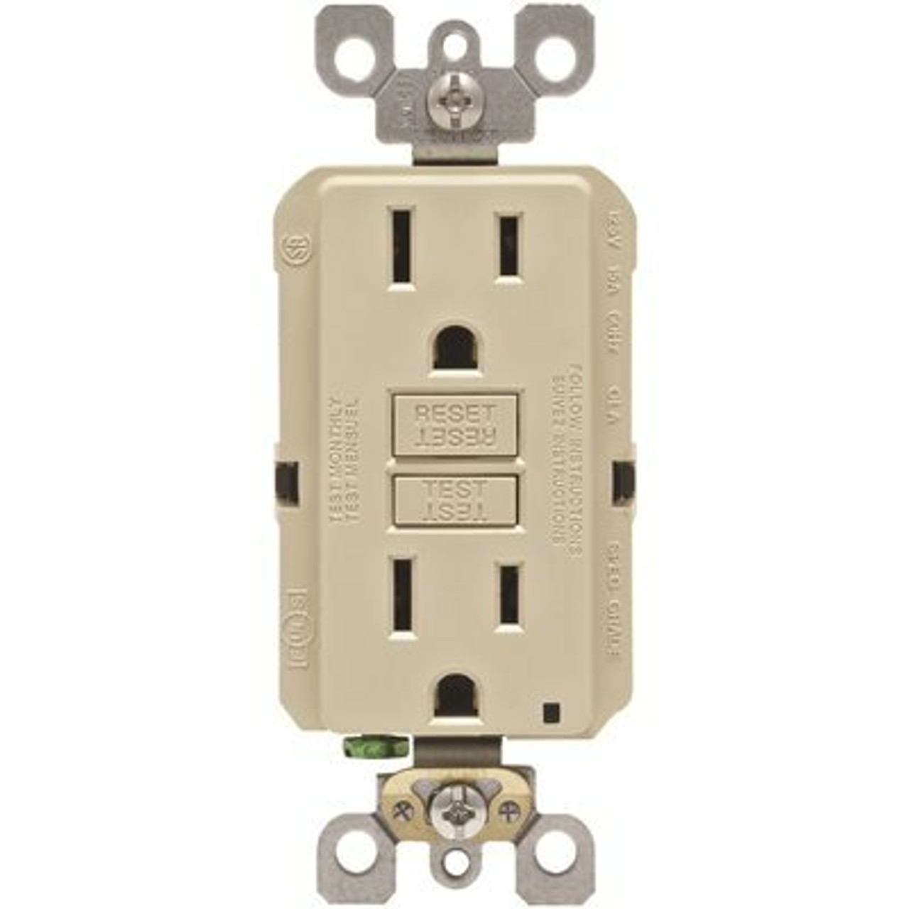 Leviton 15 Amp Self-Test Smartlockpro Slim Duplex Gfci Outlet Ivory