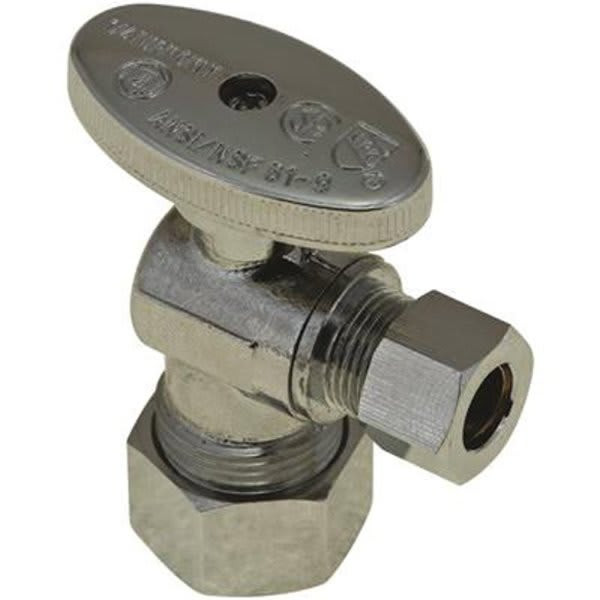 DuraPro 5/8 In. O.d. Compression X 3/8 In. OD Compression Lead Free Quarter-Turn Angle Stop