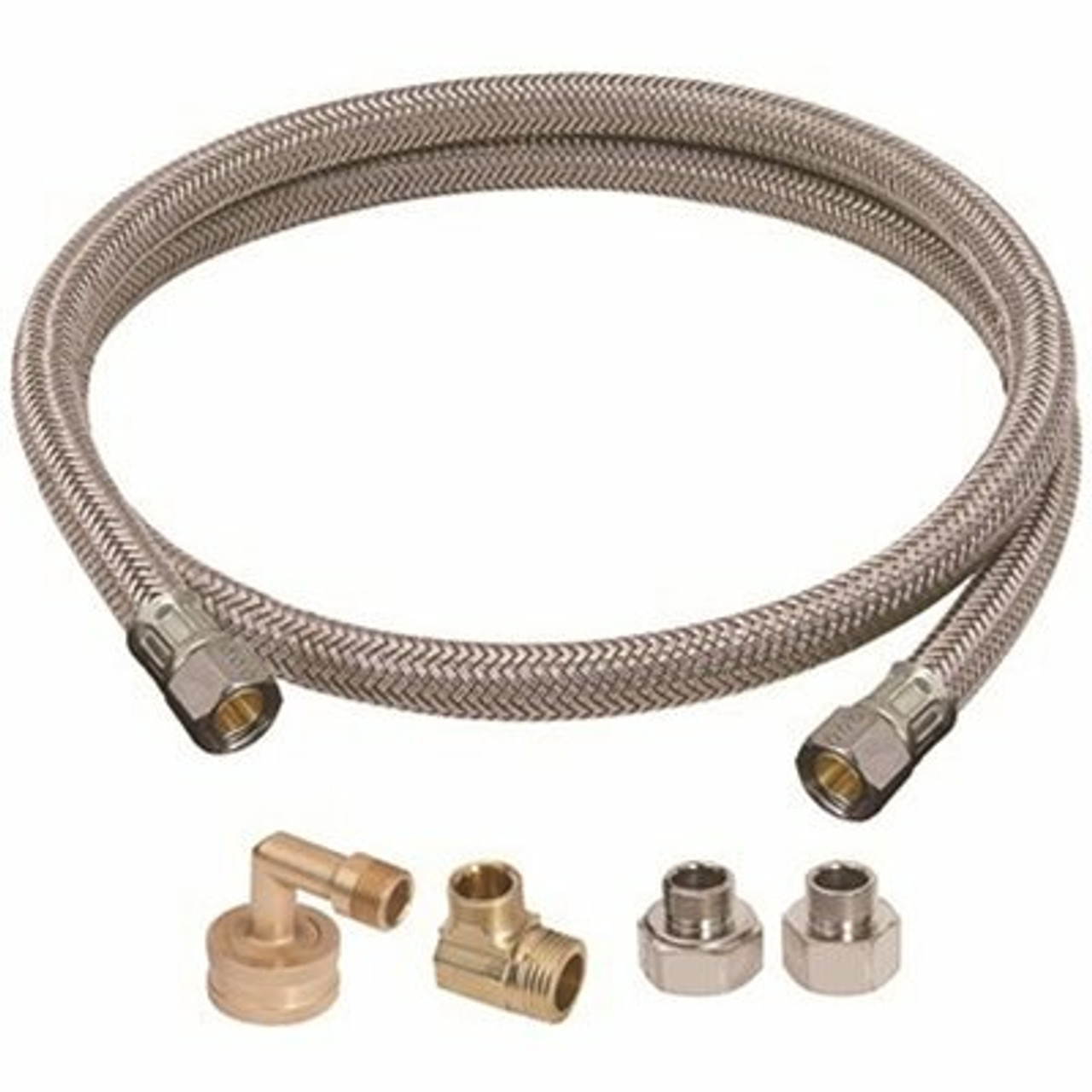 BrassCraft 3/8 in. Comp x 3/8 in. Comp x 72 in. Braided Polymer Dishwasher Supply Line Kit w/ 4 Appliance Adaptors