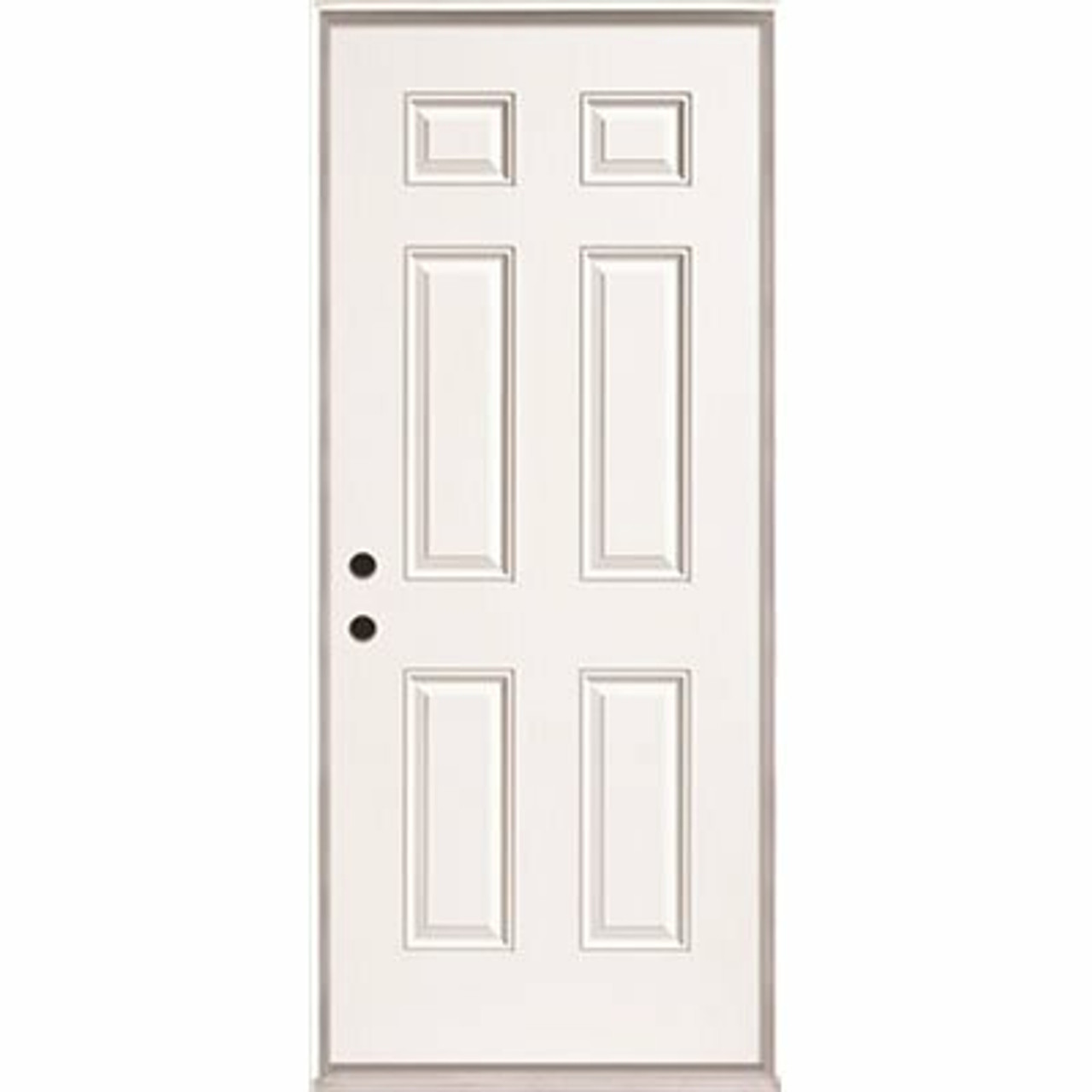 Masonite 36 in. X 80 in. White Left Hand Inswing 6-Panel Primed Steel Prehung Front Door