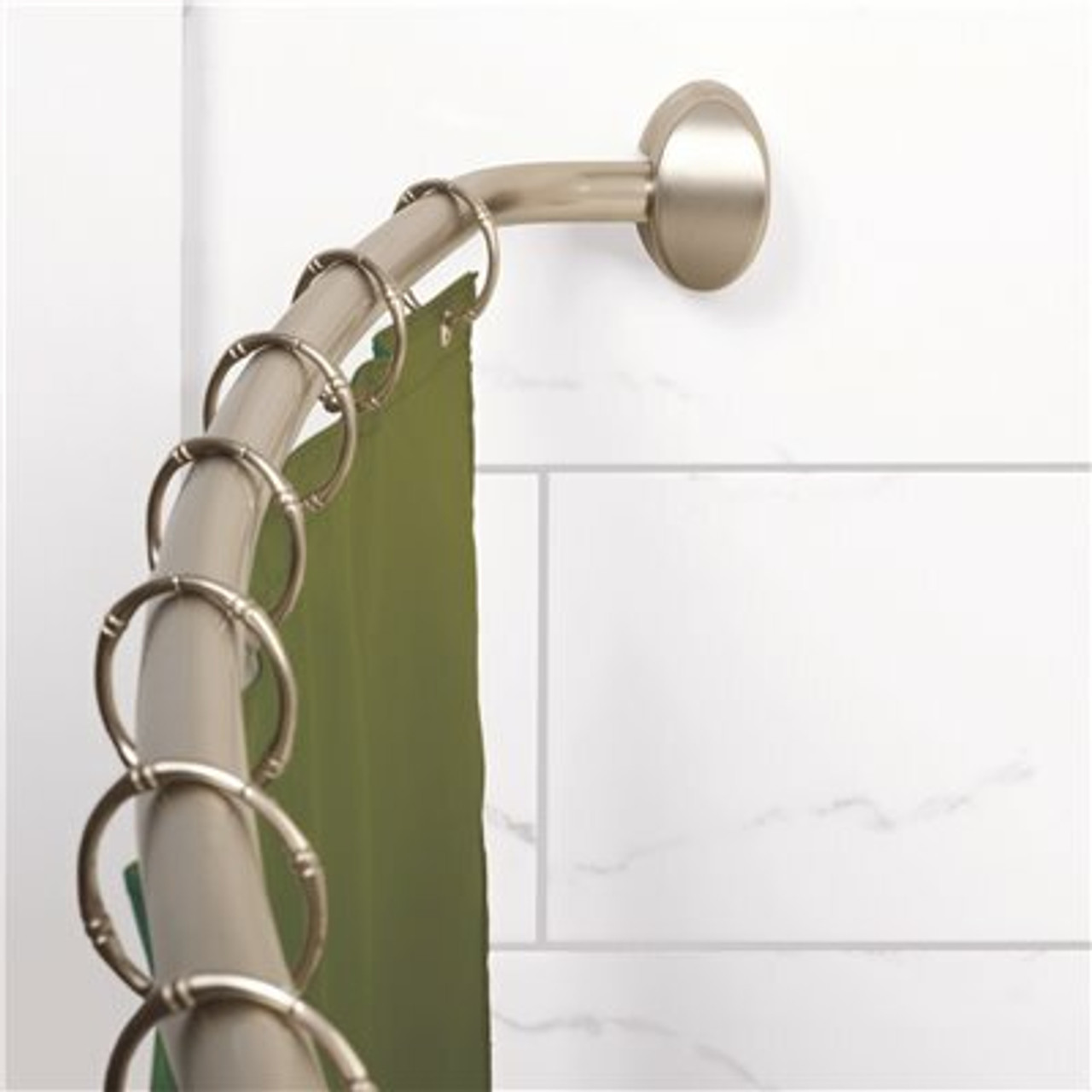 Premier 44 In. - 72 In. Never Rust Adjustable Curved Shower Rod Concealed Mount In Brushed Nickel