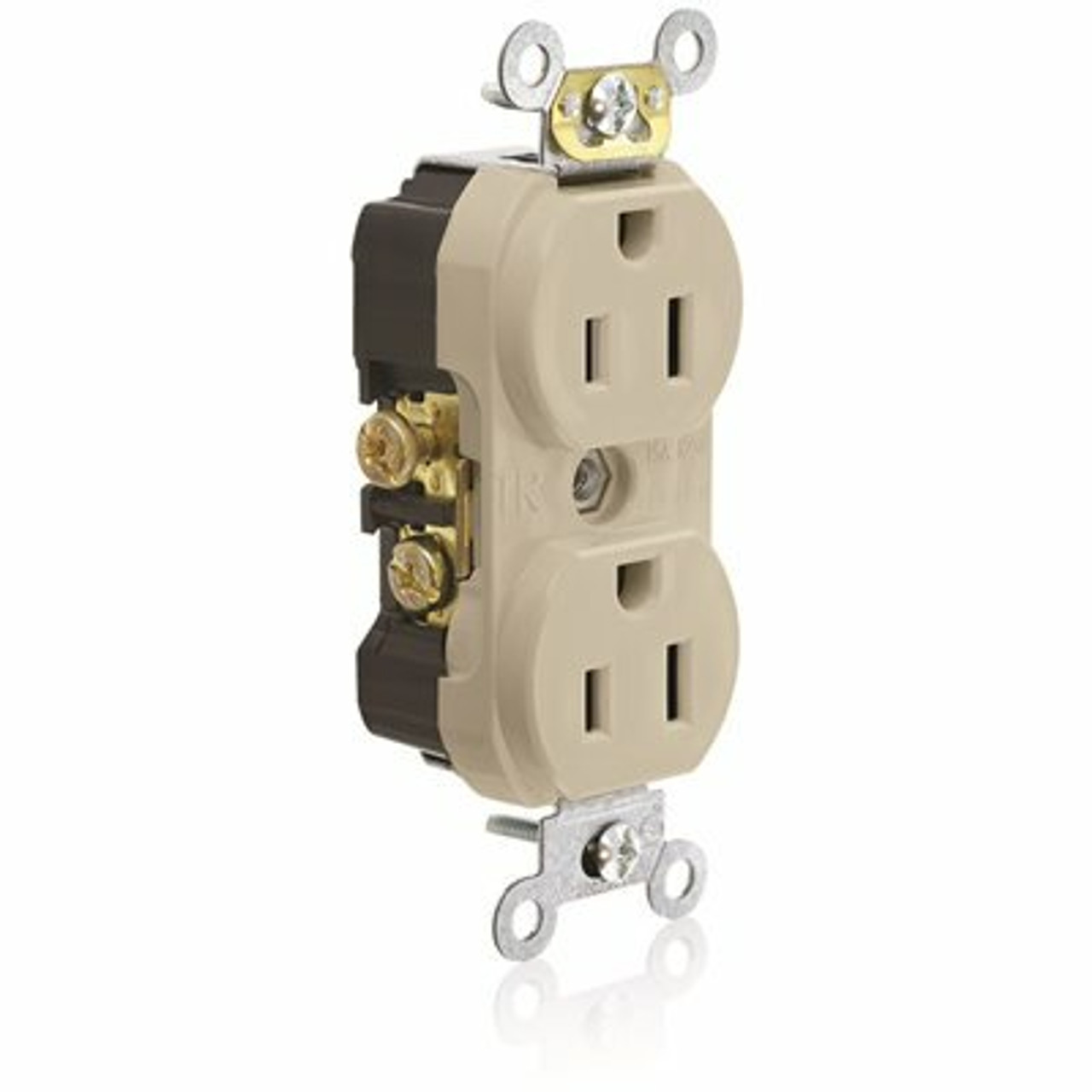 Leviton 15 Amp Tamper Resistant Side Wired Self Grounding Duplex Commercial Grade Outlet , Ivory