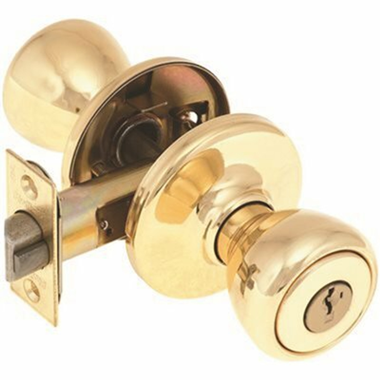 Kwikset Tylo Keyed Entry Door Knob Featuring Smartkey Security In Polished Brass