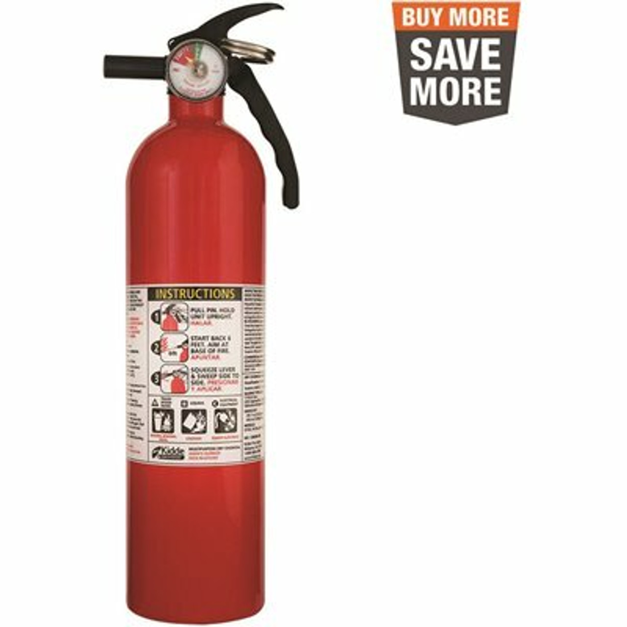 Kidde Basic Use Fire Extinguisher With Easy Mount Bracket & Strap 1-A:10-B:C Dry Chemical One-Time Use