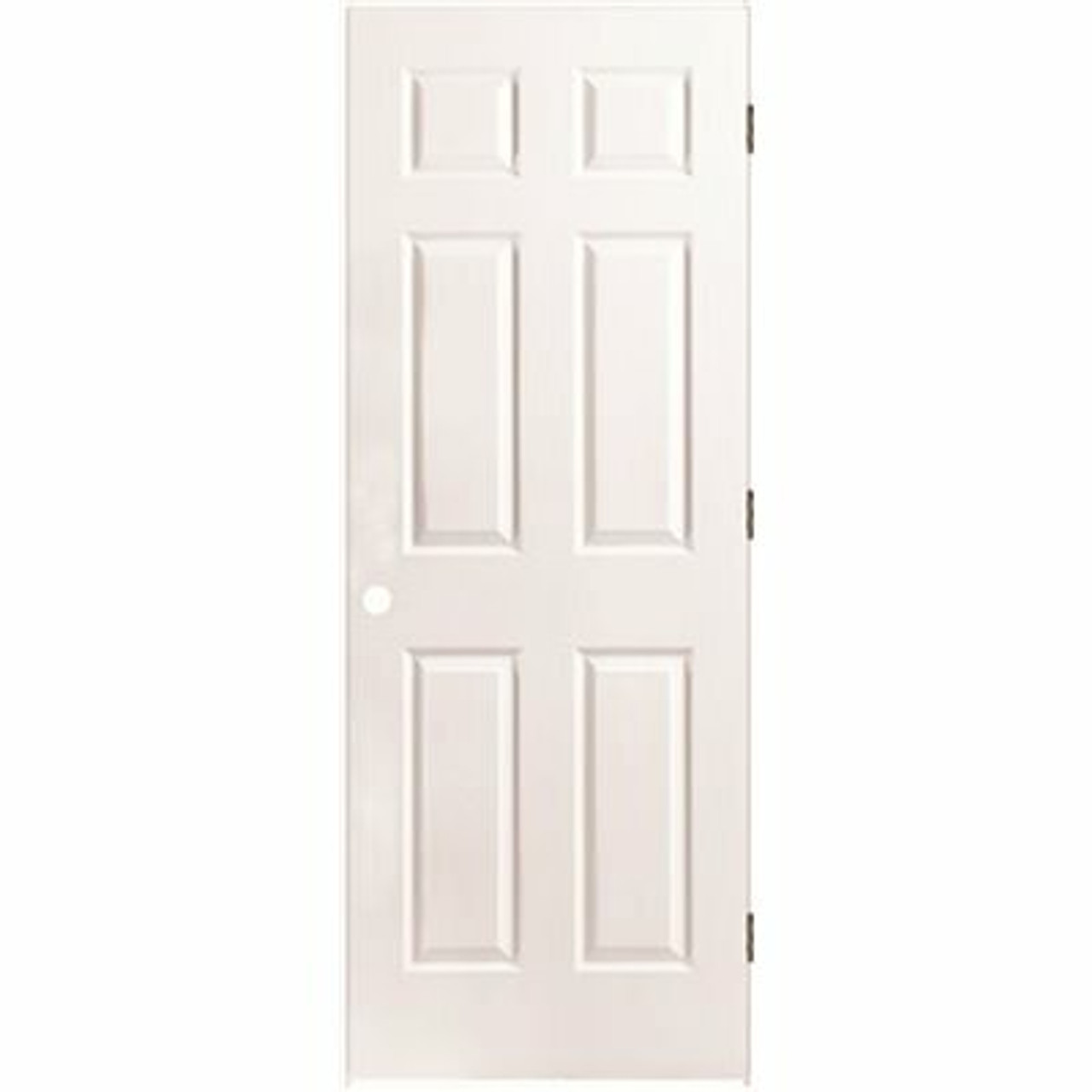 Masonite 30 in. X 80 in. Textured 6-Panel Primed White Left Handed Hollow Core Composite Single Prehung Interior Door