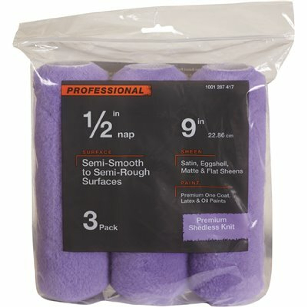 9 In. X 1/2 In. High-Capacity Polyester Knit Paint Roller Cover (3-Pack)